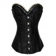 Rhinestone Embellishment Brocade Corset Black