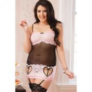 Garter Black Pink Lace Valentine - Plus koon Chemise