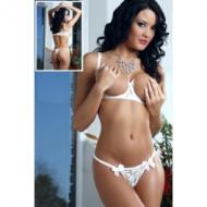 White Open Cups Bra Lace Lingerie Set