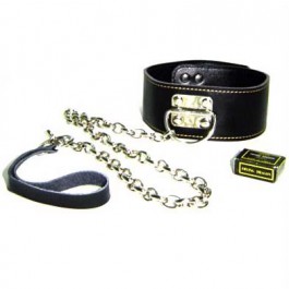 Wide collar with leash, black