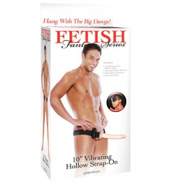 Flesh 10 inch Vibrating Hollow Strap-On